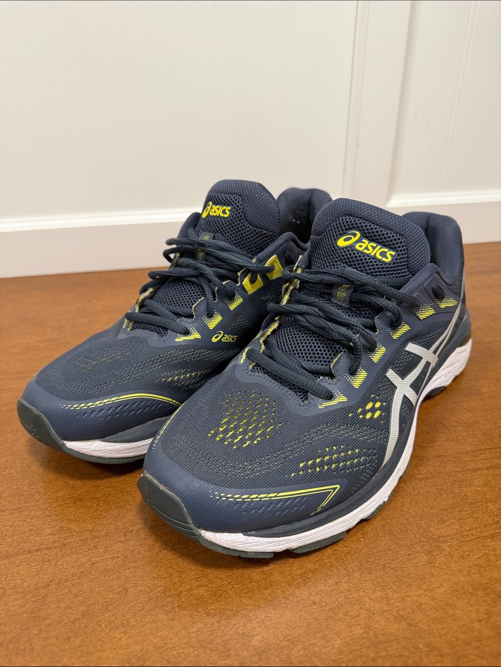 Asics Navy with Yellow Accent Running Sneakers
